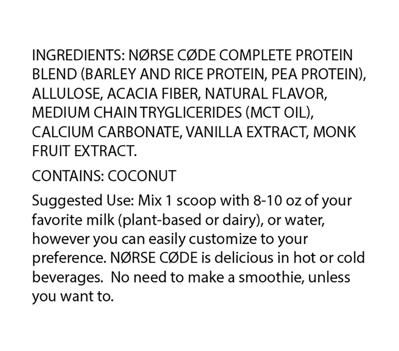 [Subscription] 4 pack NØRSE CØDE Vanilla Plant Protein Powder - NØRSE CØDE