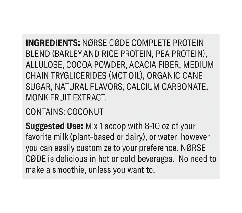 [Subscription] 8 pack NØRSE CØDE Chocolate Plant Protein Powder - NØRSE CØDE